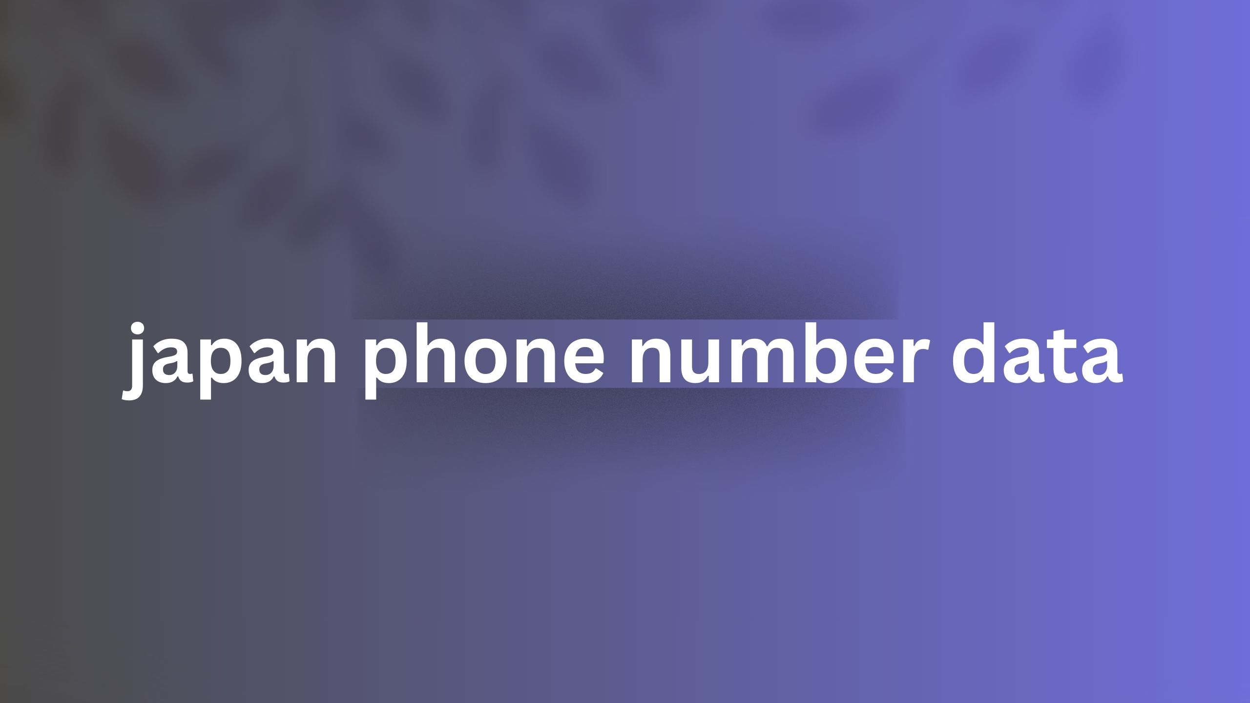 japan phone number data